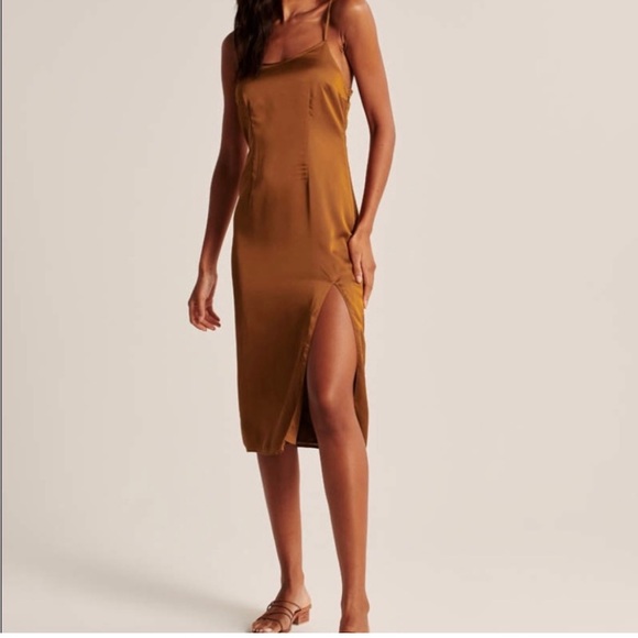 🍂✨Abercrombie & Fitch Burnt Satin Midi Slip Dress - XS ✨🍂 - Picture 1 of 9